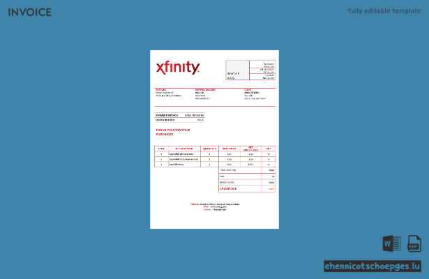 USA Xfinity Rechnungsbeispiel (Vorschau)